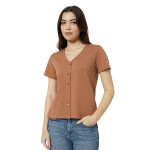V-Neck Knit Casual Shirt Top