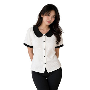 Pan Collar Button Down Top