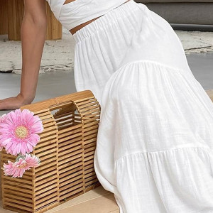 Women's Summer Ruffle Hem Maxi Skirt